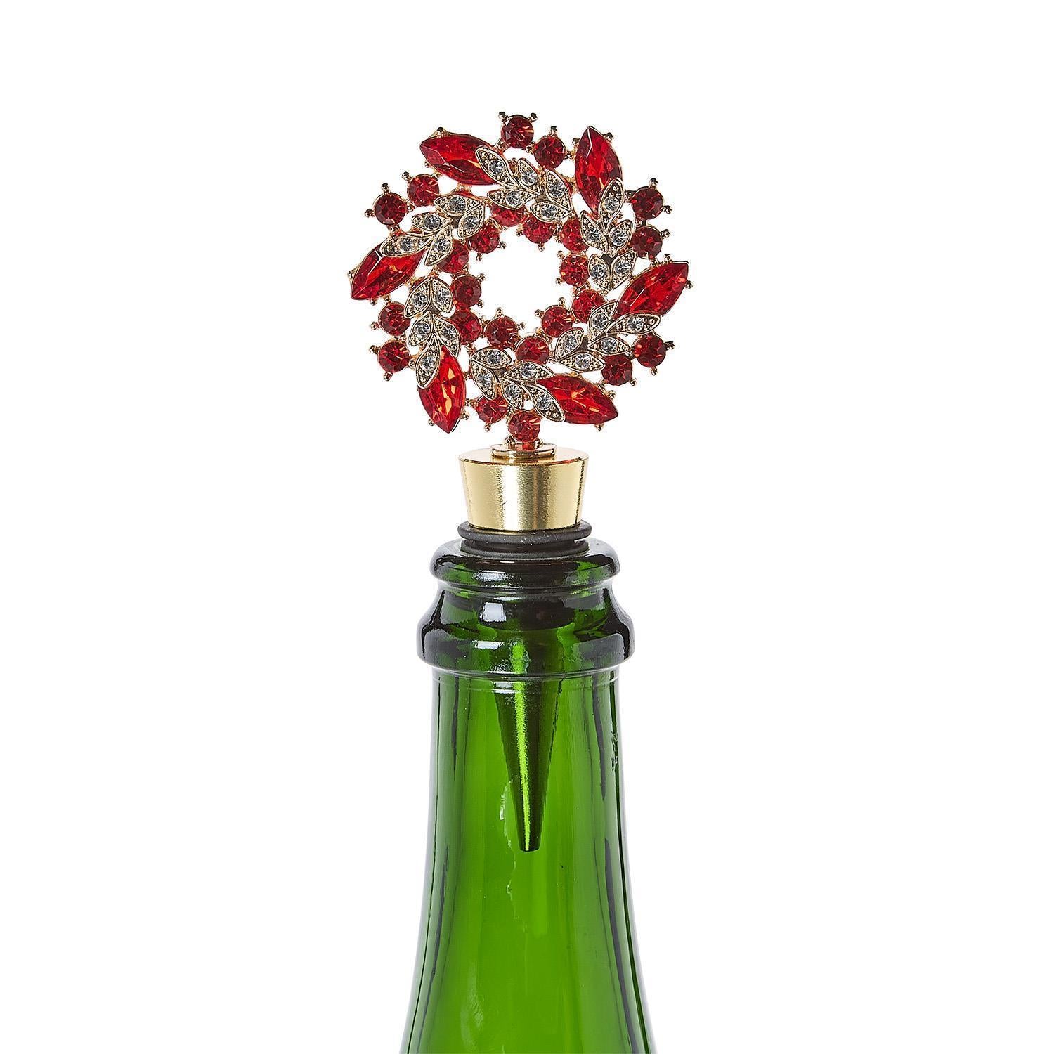 Jeweled Holiday Wreath Bottle Stoppers