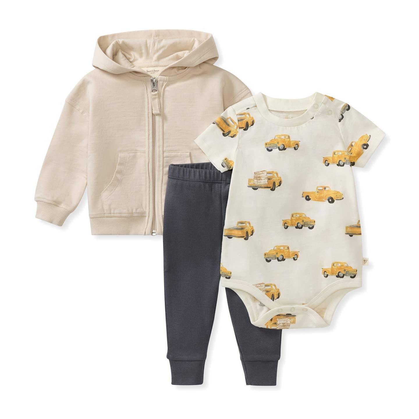 Truck Print Bodysuit, Jacket & Pant Set