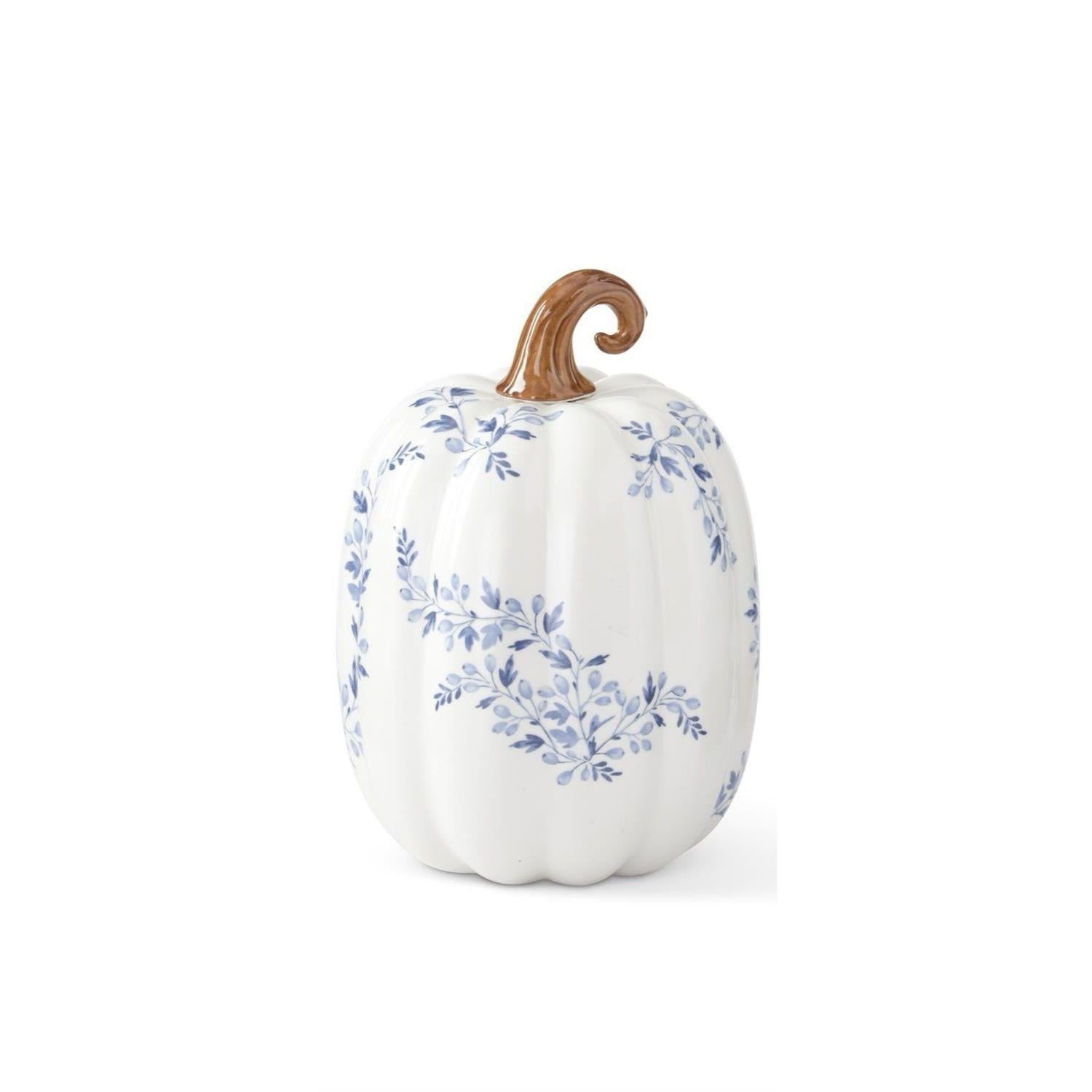 Blue & White Floral Pumpkin