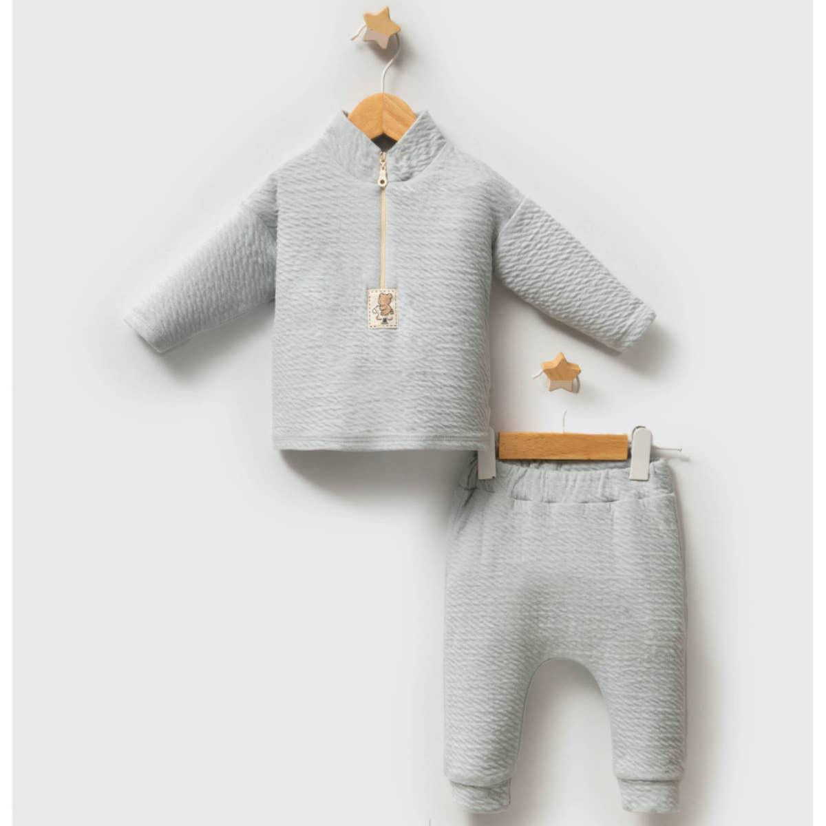 Blue Textured Quilted Baby Set