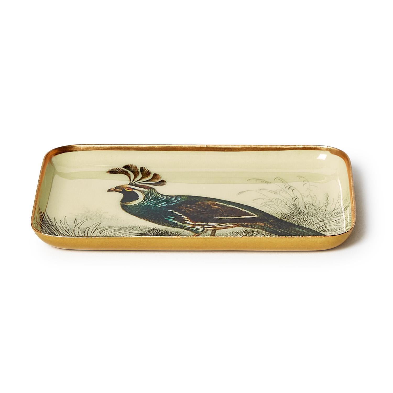 Pheasant Metal Trinket Tray
