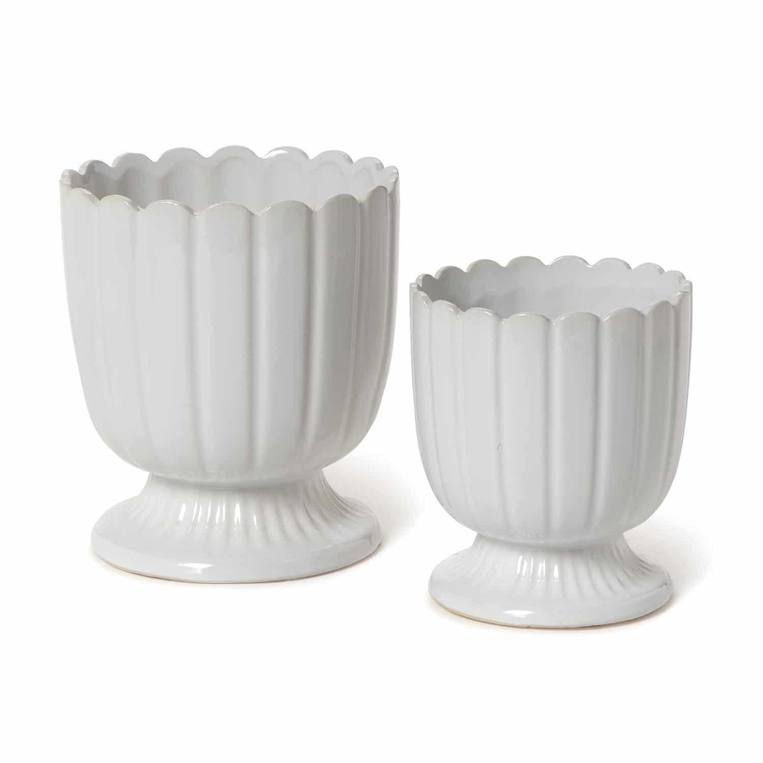Scalloped Edge White Planter