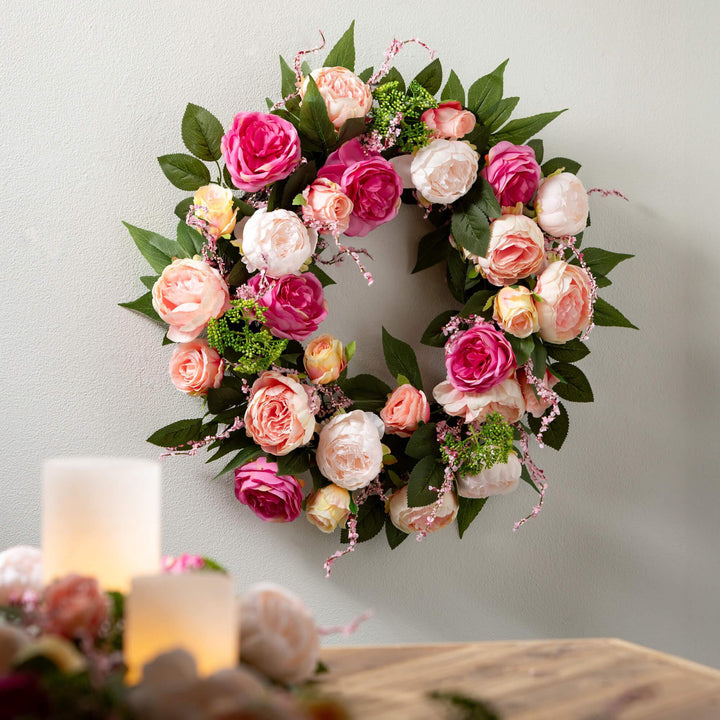 Pink & Peach Floral Wreath