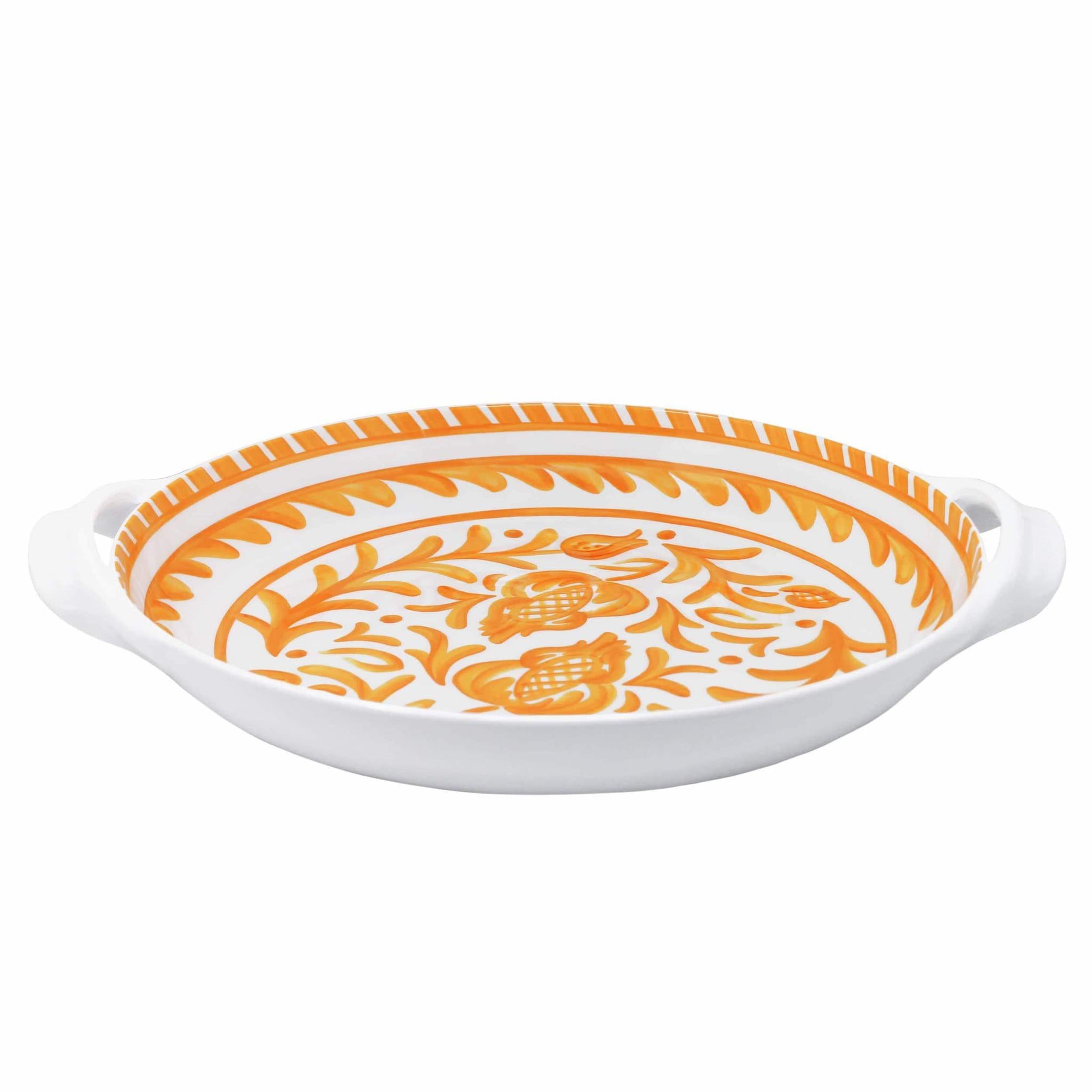 Sicily Orange Shallow Handled Bowl