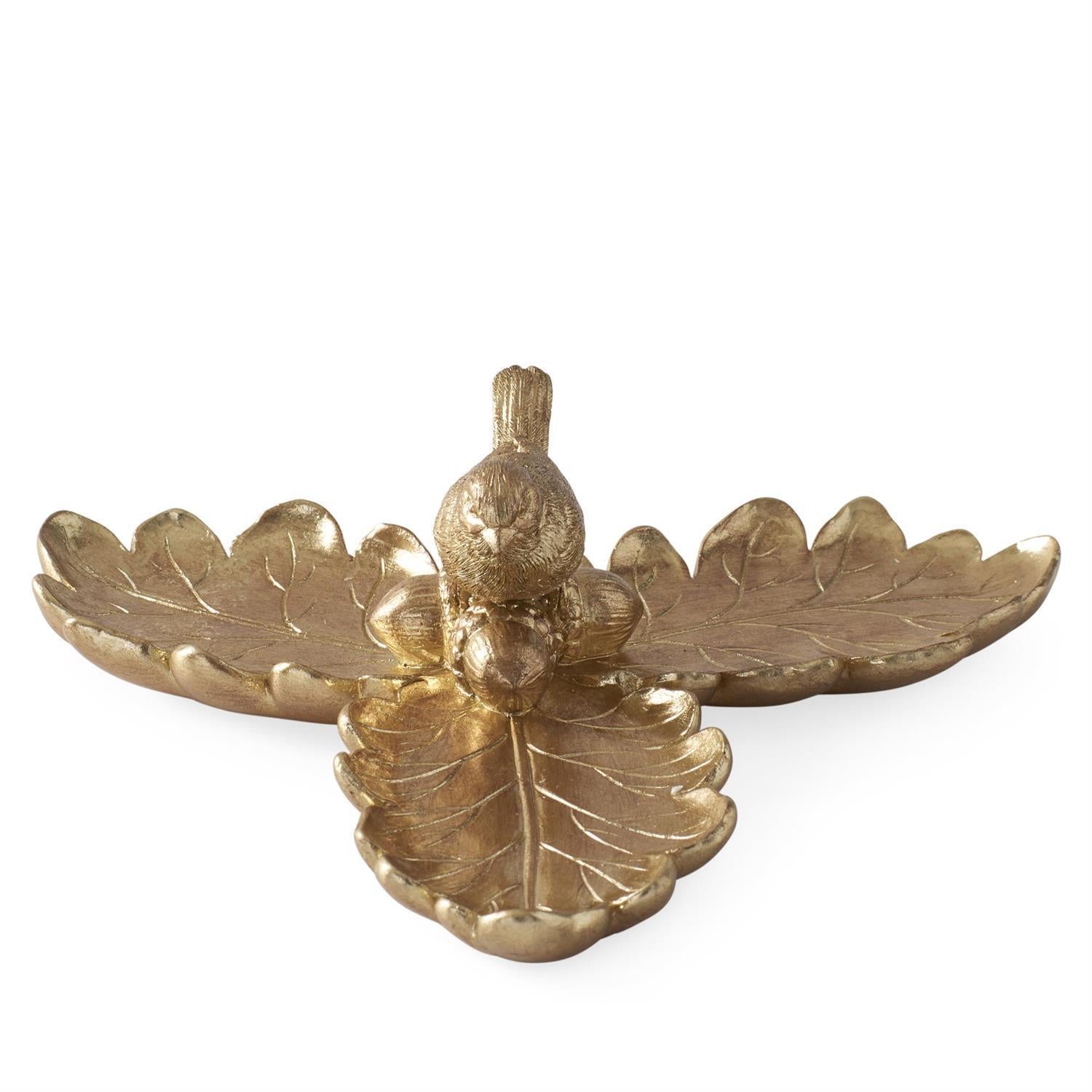 Gold Leaf Tray with Bird Accent