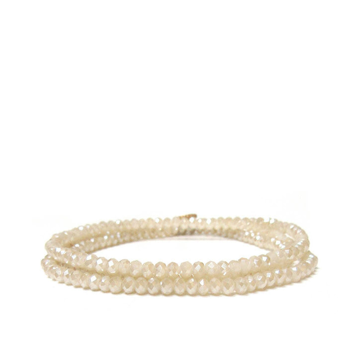 Champagne Mini Stretch Crystal Beaded Wrap Bracelet