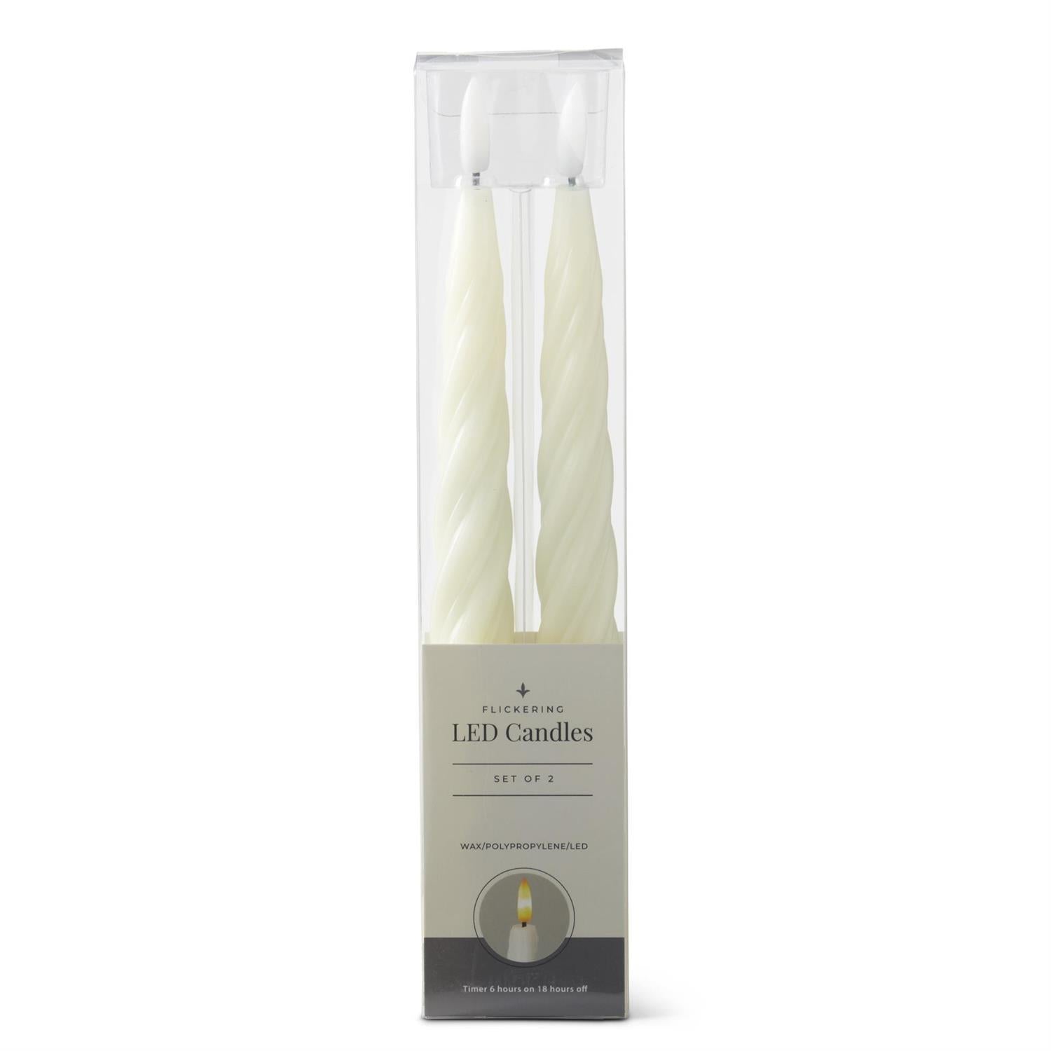 Cream Spiral LED Taper Candles