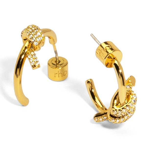 Pave Knotted Gold Hoop Earring