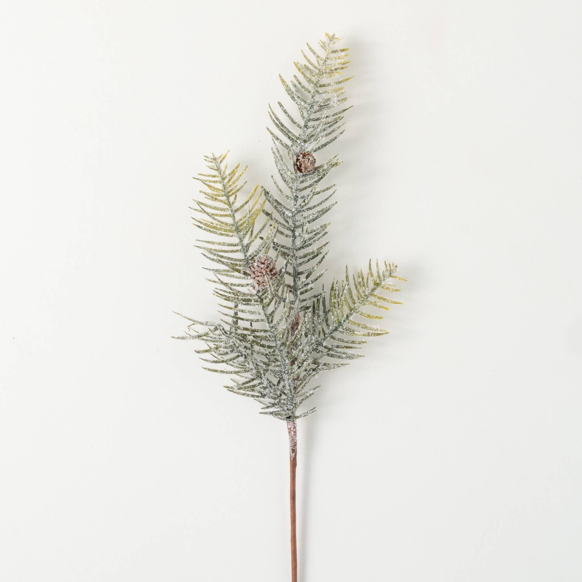 Snowy Green & Yellow Pine Spray