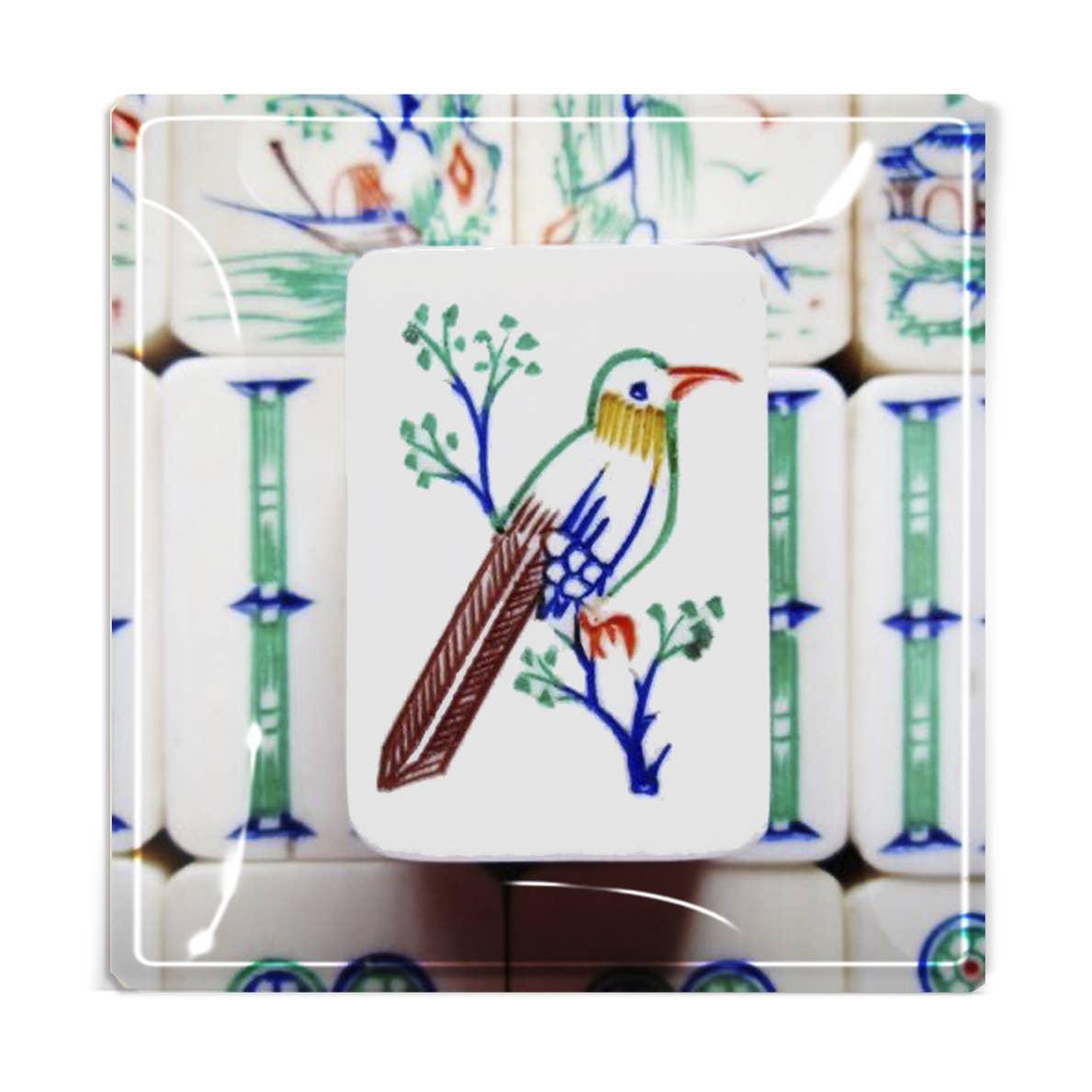 Mahjong Decoupage Glass Tray