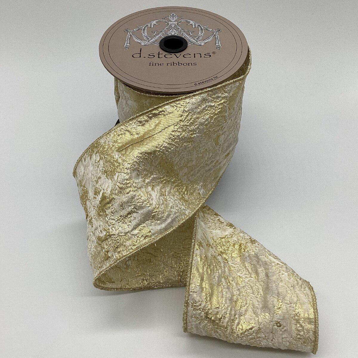 Ivory & Gold Abstract Raised Jacquard Ribbon