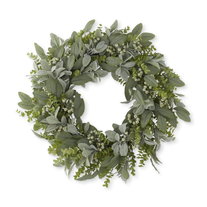 Mixed Green Foliage with Berries Wreath