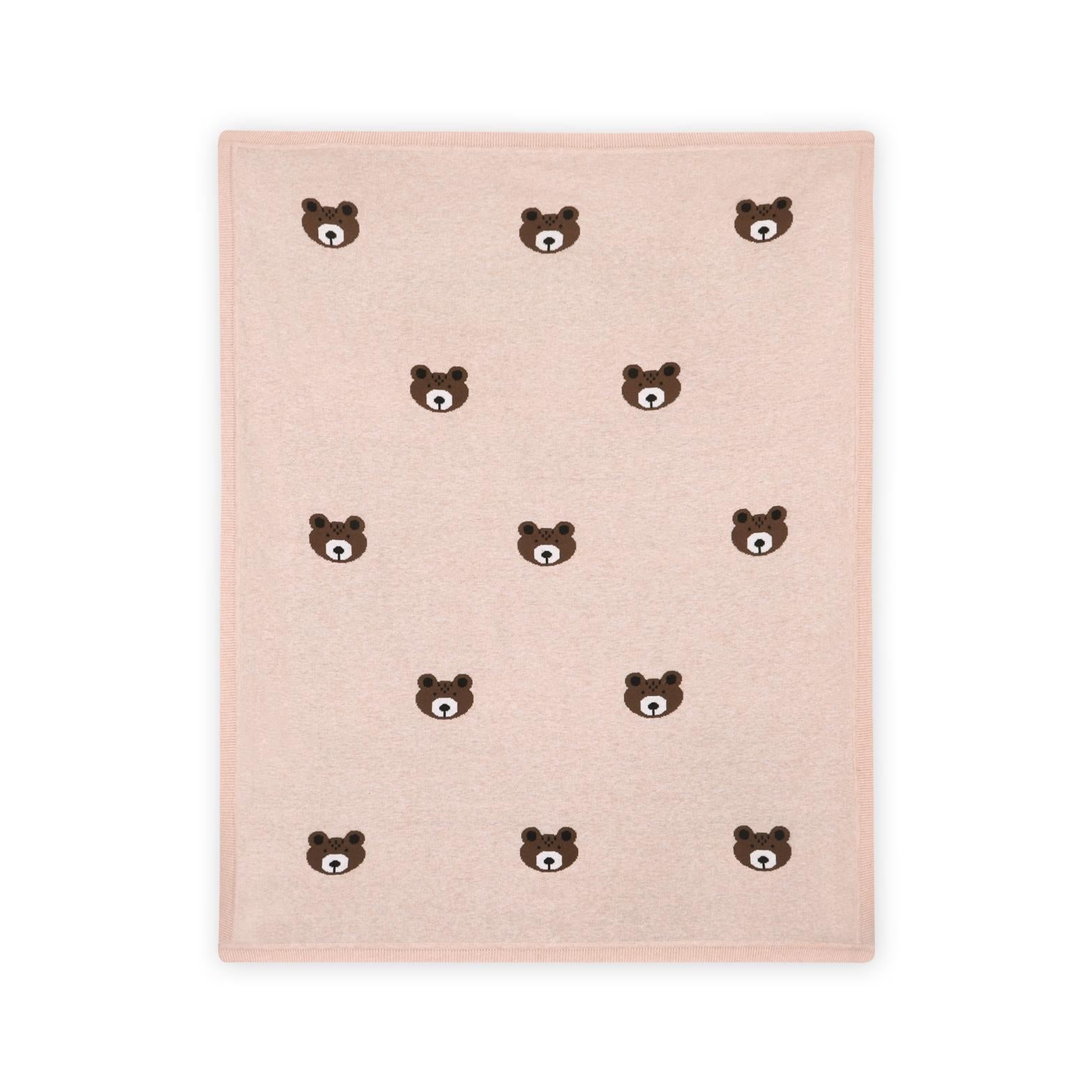 Brown Bear Organic Cotton Jacquard Knit Baby Blanket
