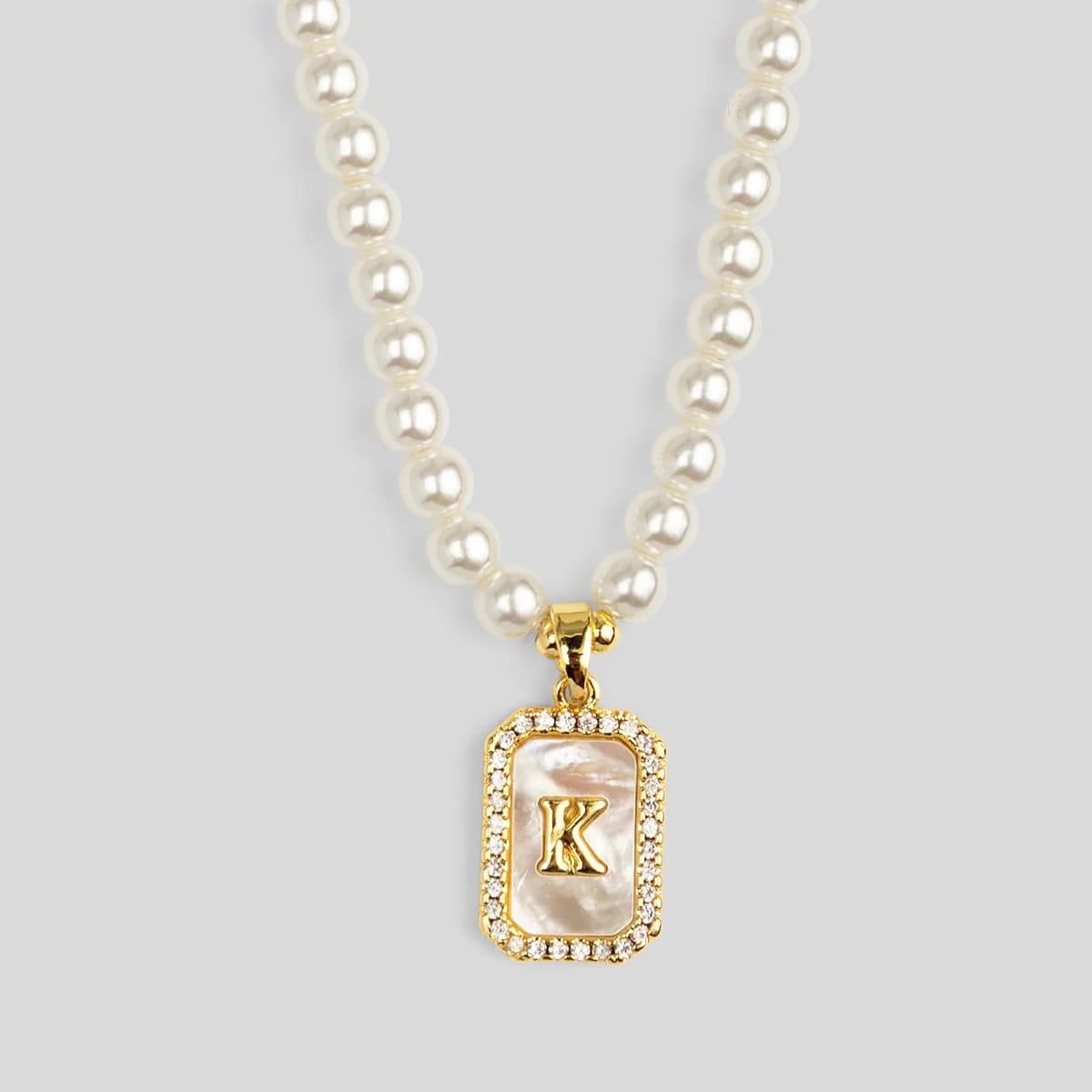 Pearl Initial Pendant Short Necklace