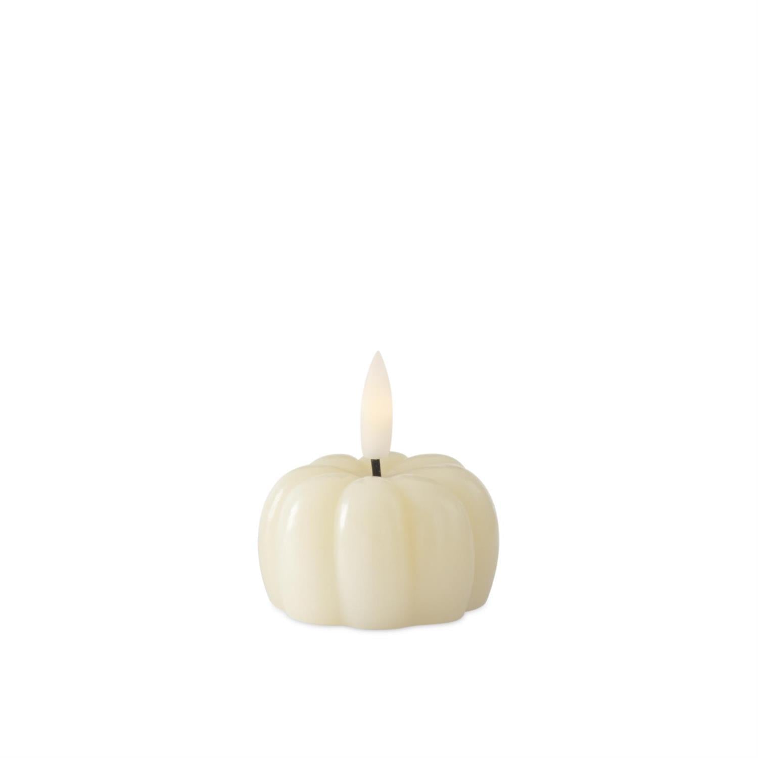 Cream Wax LED Flicker Flame Pumpkin Candle with Timer