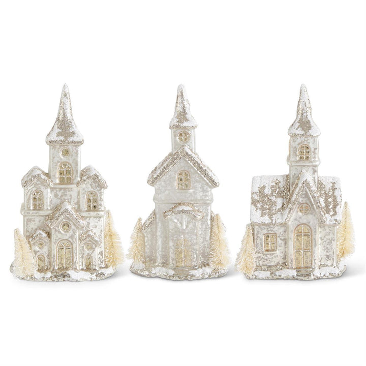 LED Silver Glittered Mercury Glass House