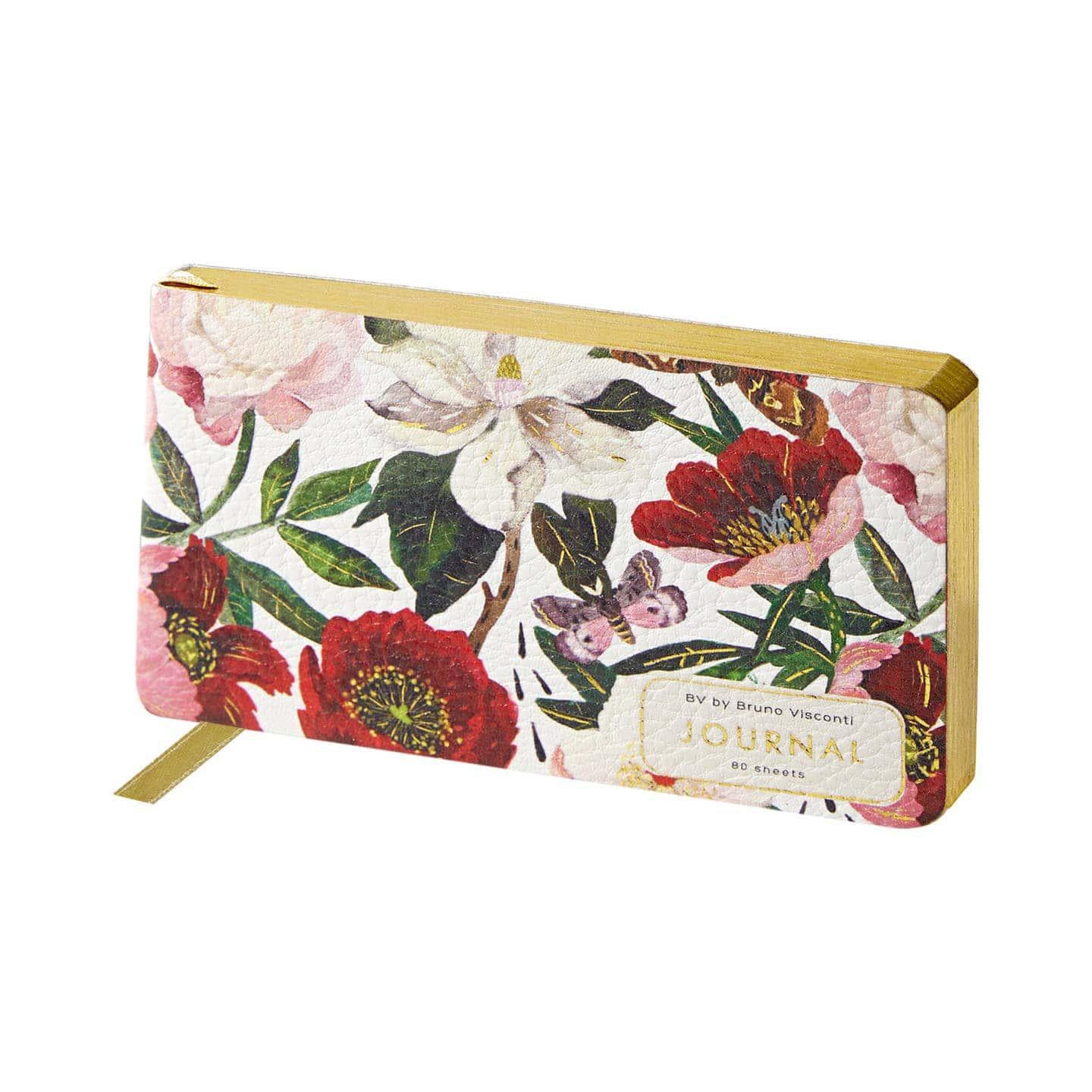 Peonies Horizontal Vegan Leather Weekly Journal