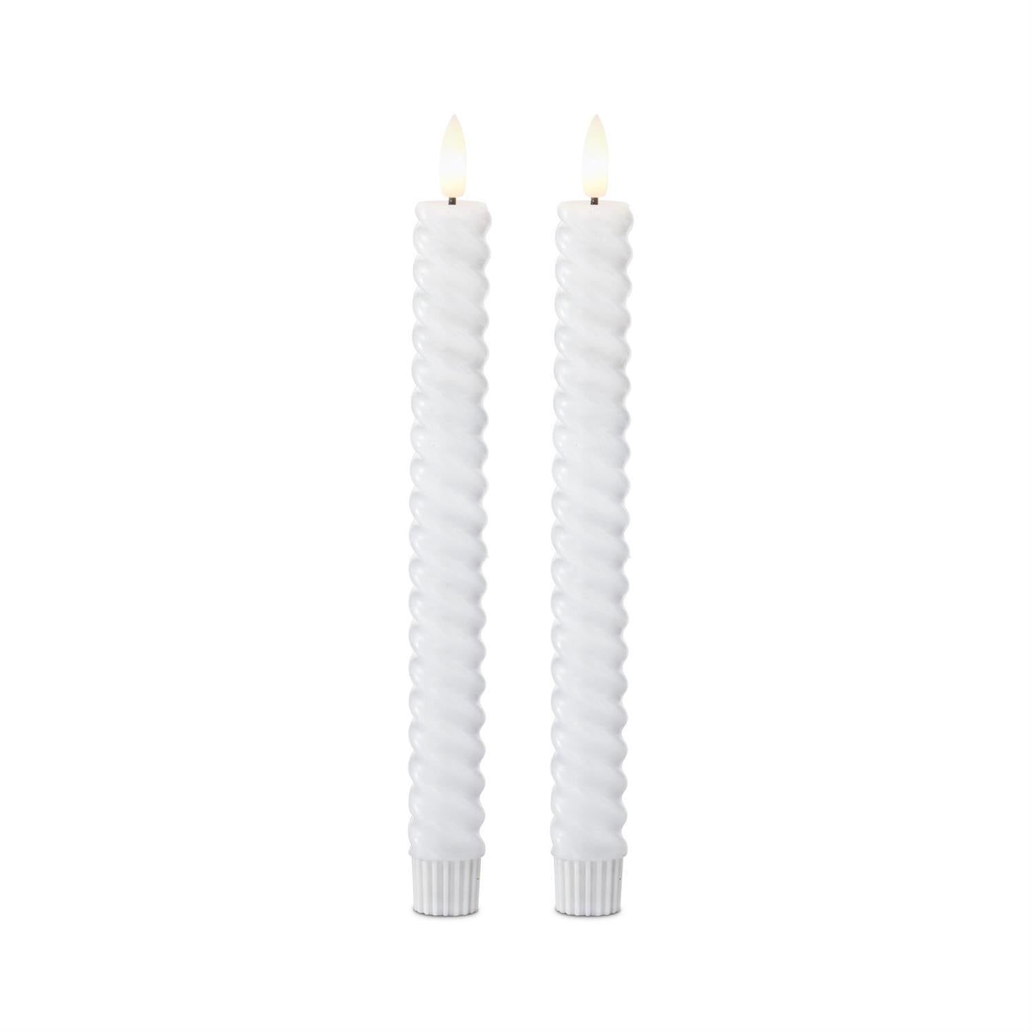 White Spiral LED Taper Candles