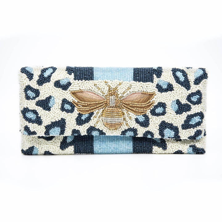 Bedazzled Bee Fold Over Beaded Clutch