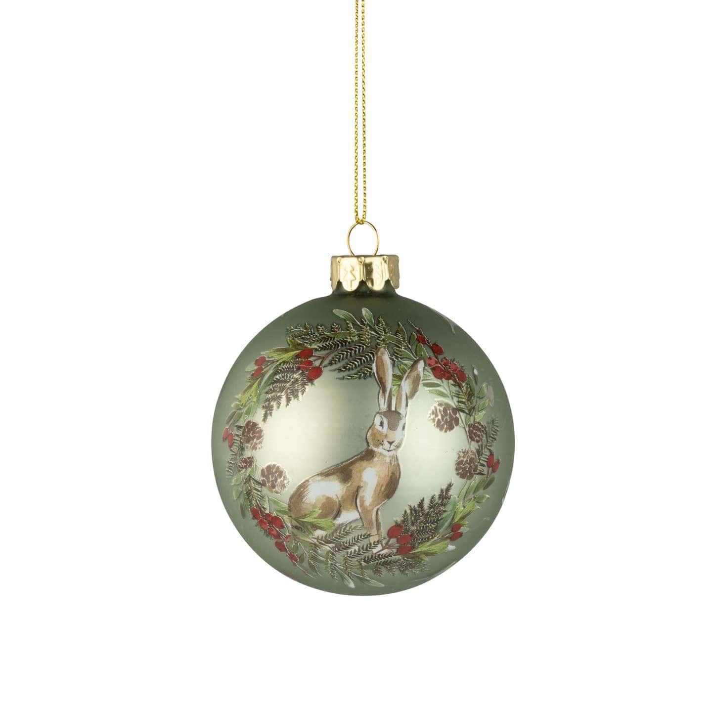 Hare with Berry Wreath Ornament