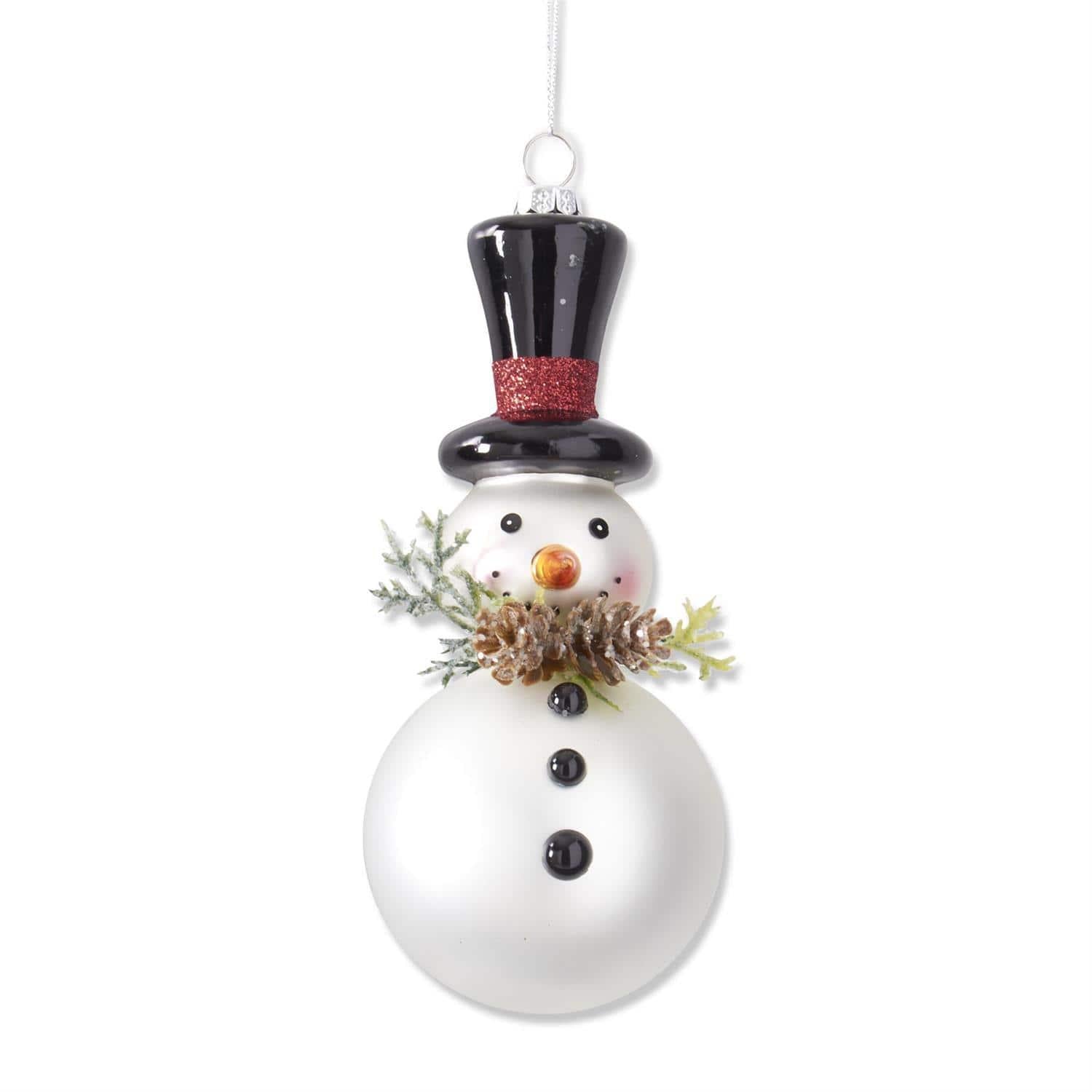 Snowman Ornament with Pinecones