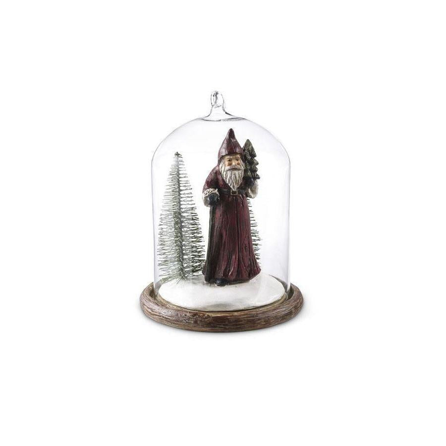 Glass Cloche Santa Ornament