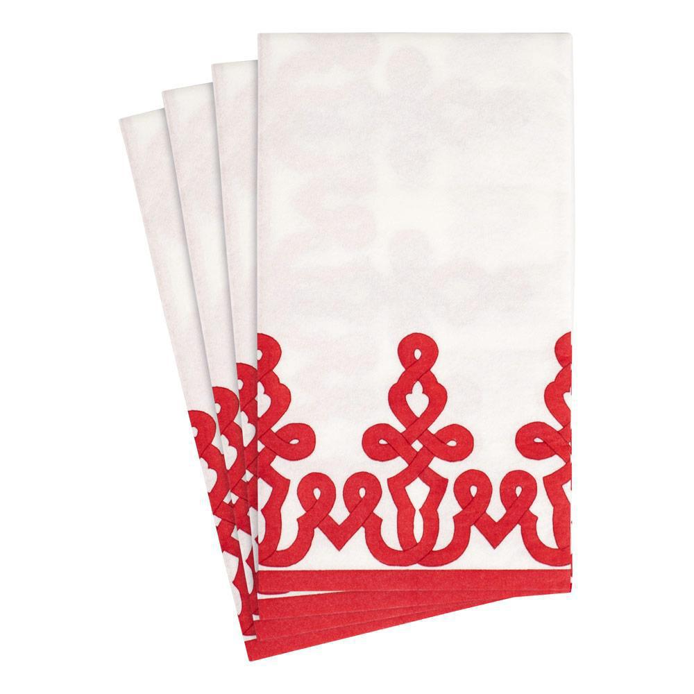 Dessin Passementerie Red Paper Linen Guest Towel Napkins