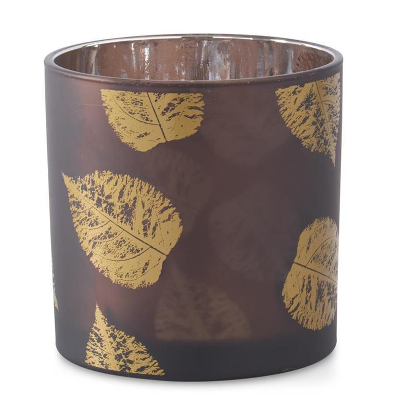Brown with Gold Leaves Mirrored Votive