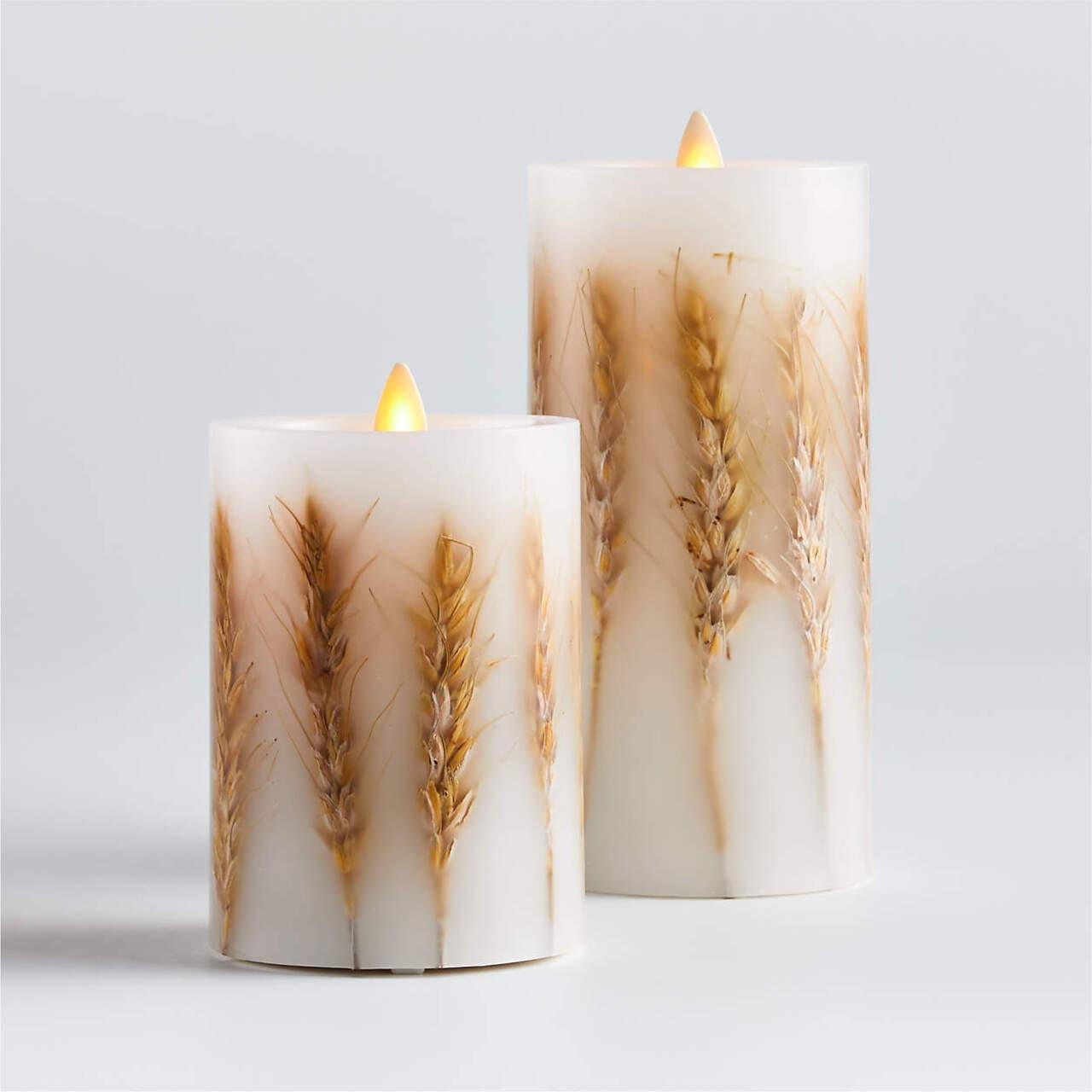 Embedded Wheat Flameless Candle