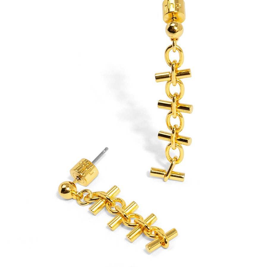 Bar Link Gold Drop Earring