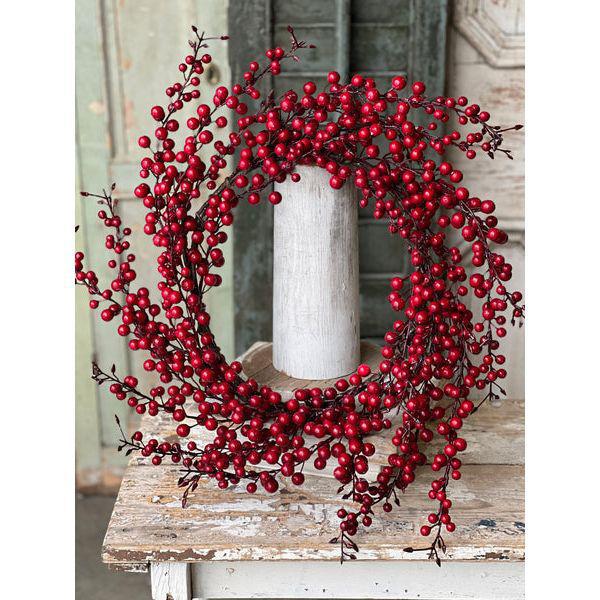 Iced Weatherproof Red Berry Wreath
