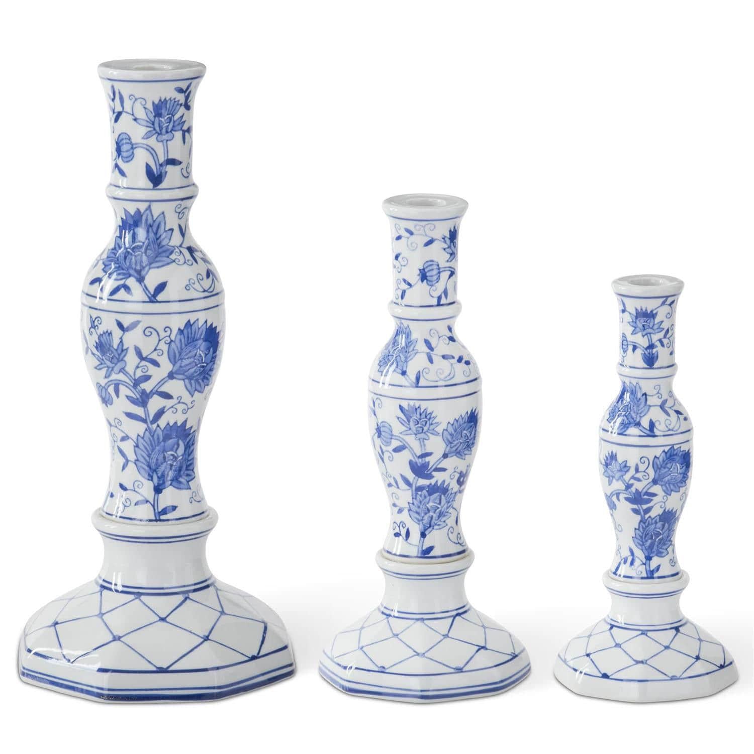 Blue & White Chinoiserie Taper Candleholder