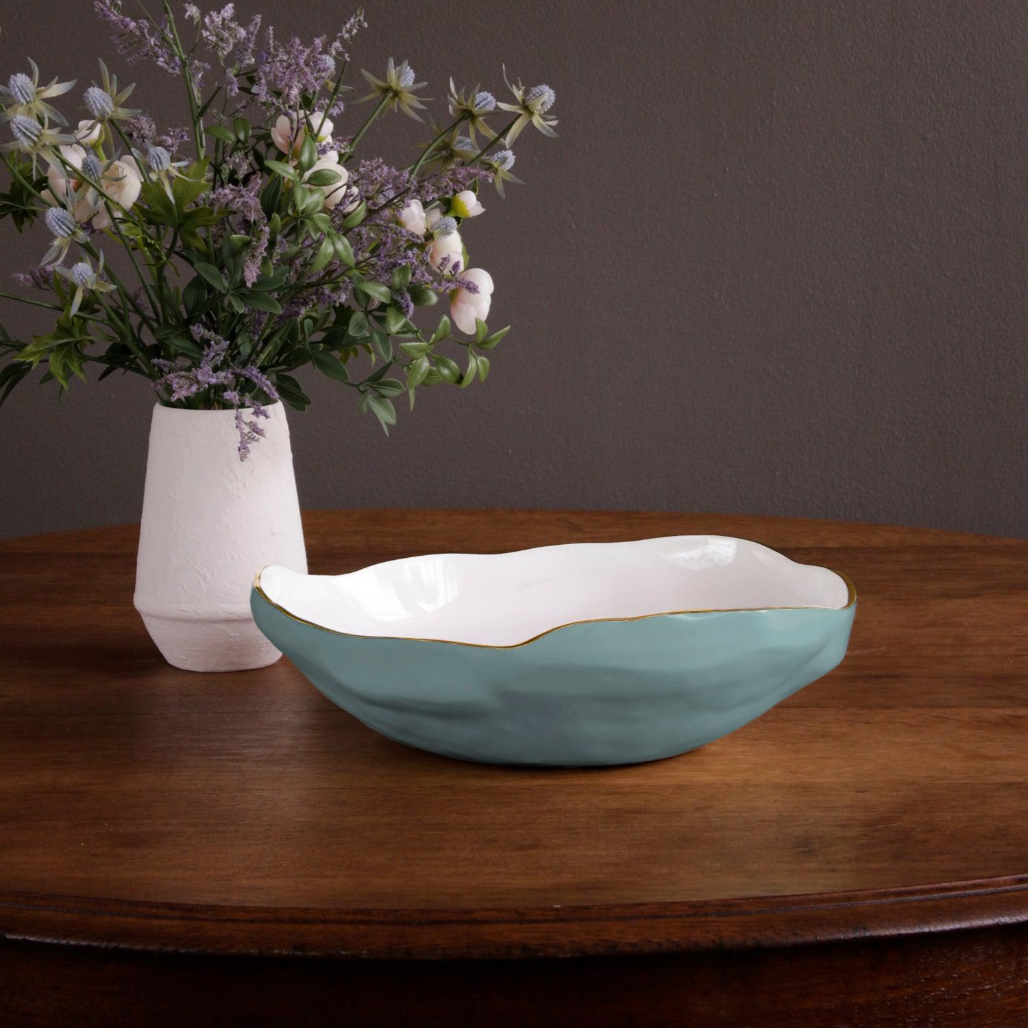 ENCANTO Nuevo Large Bowl | Turquoise and White