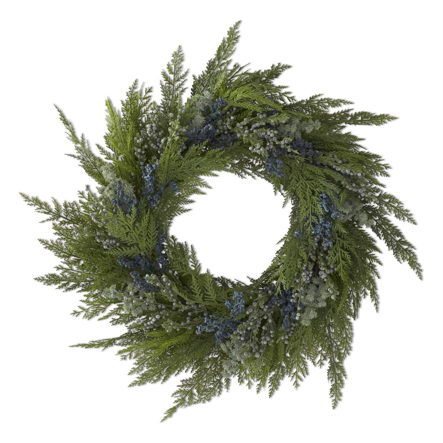Real Touch Mixed Pine & Blue Berry Wreath