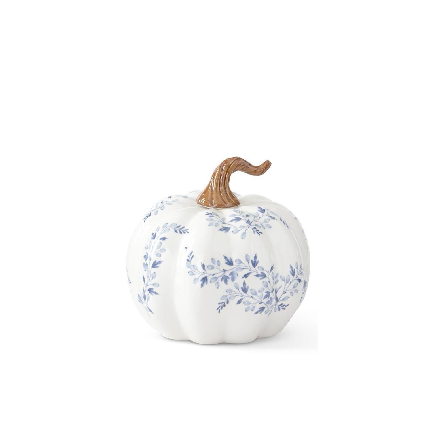 White & Blue Floral Pumpkin