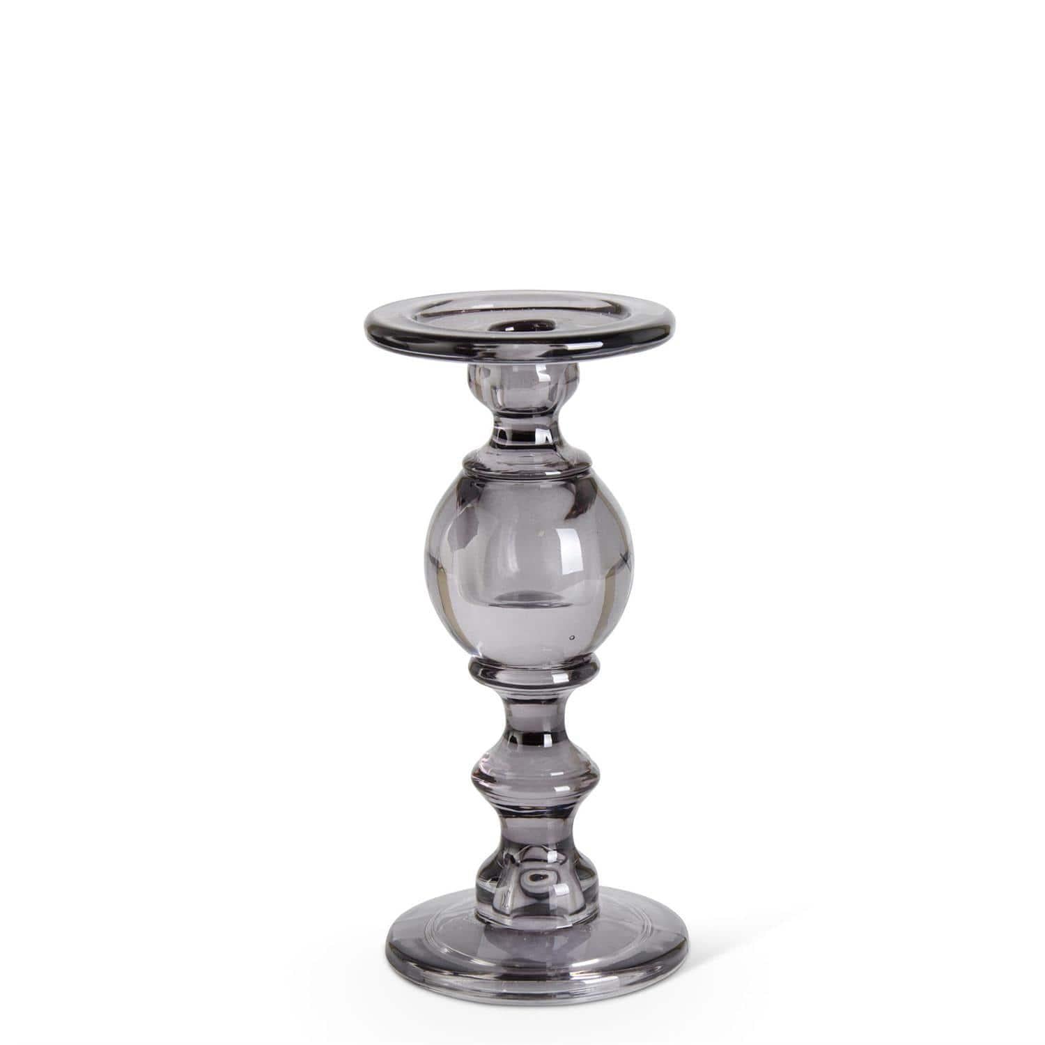 Gray Glass Taper - Pillar Candleholders