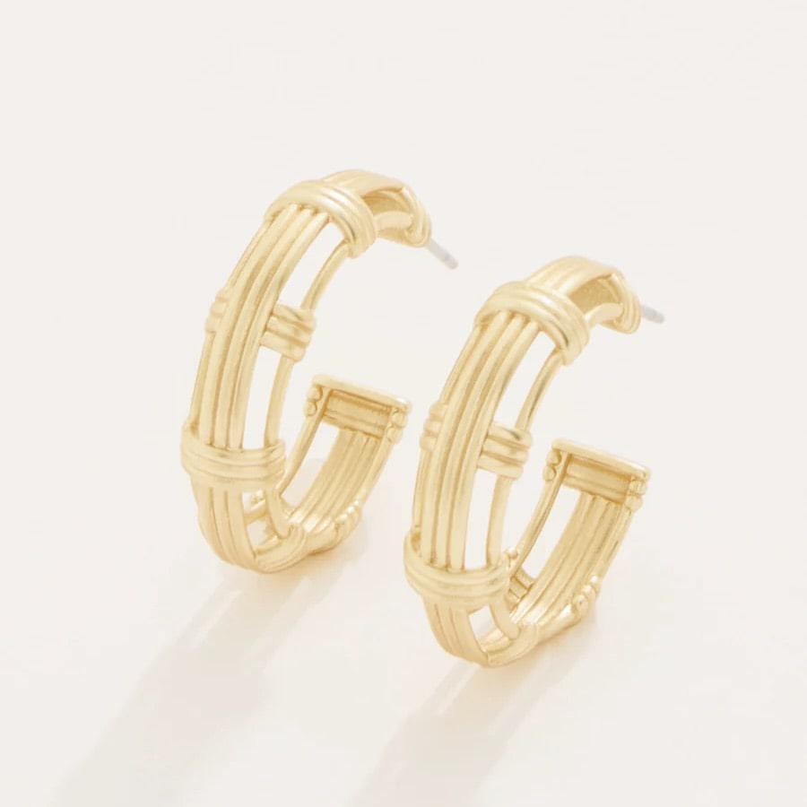 Basket Weave Gold Hoop Earrings