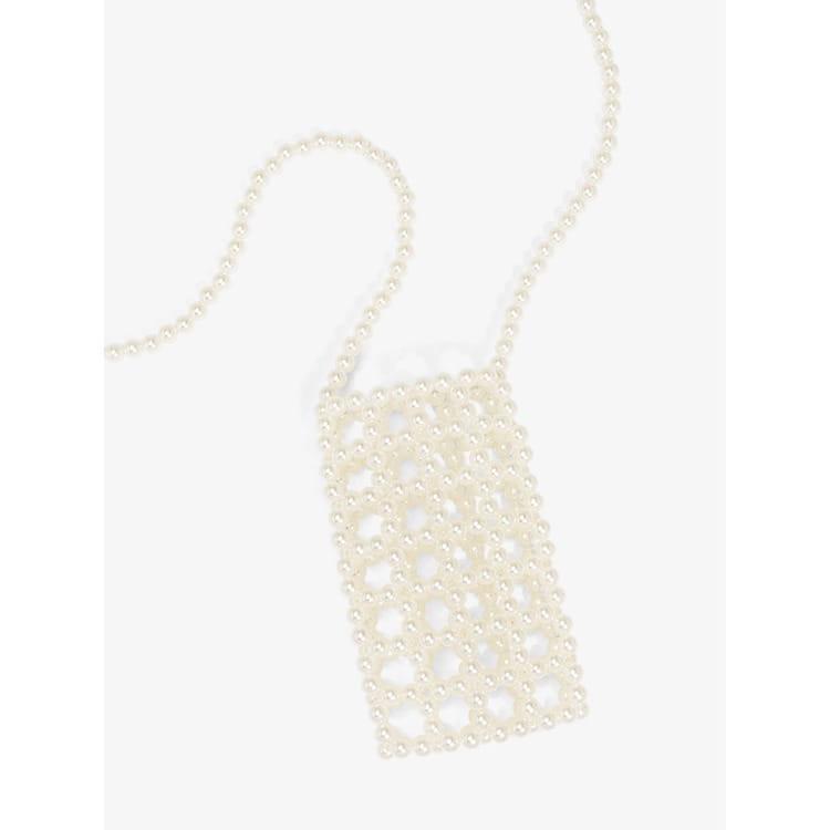 Pearl-Mesh Phone Crossbody Bag