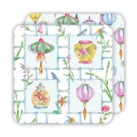 Bamboo Pattern Lanterns, Flowers & Birds Coasters