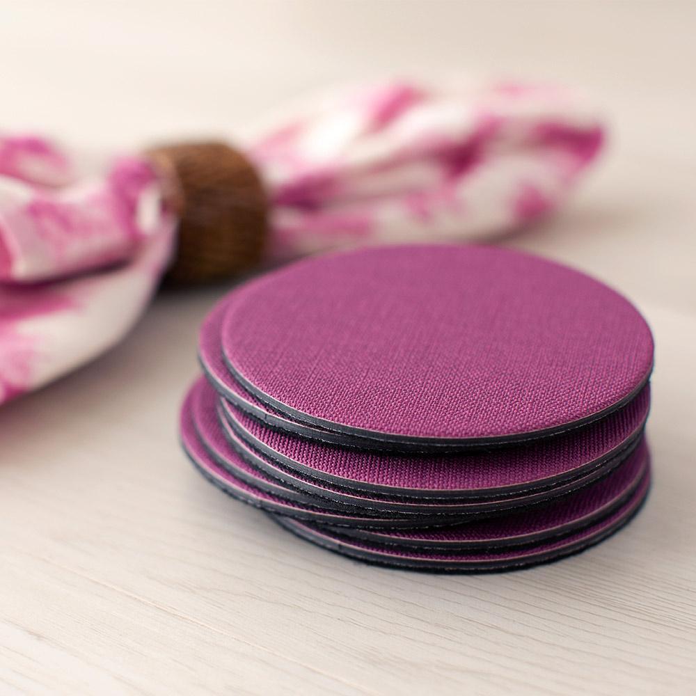 Felt-Backed Canvas Coasters | Aubergine