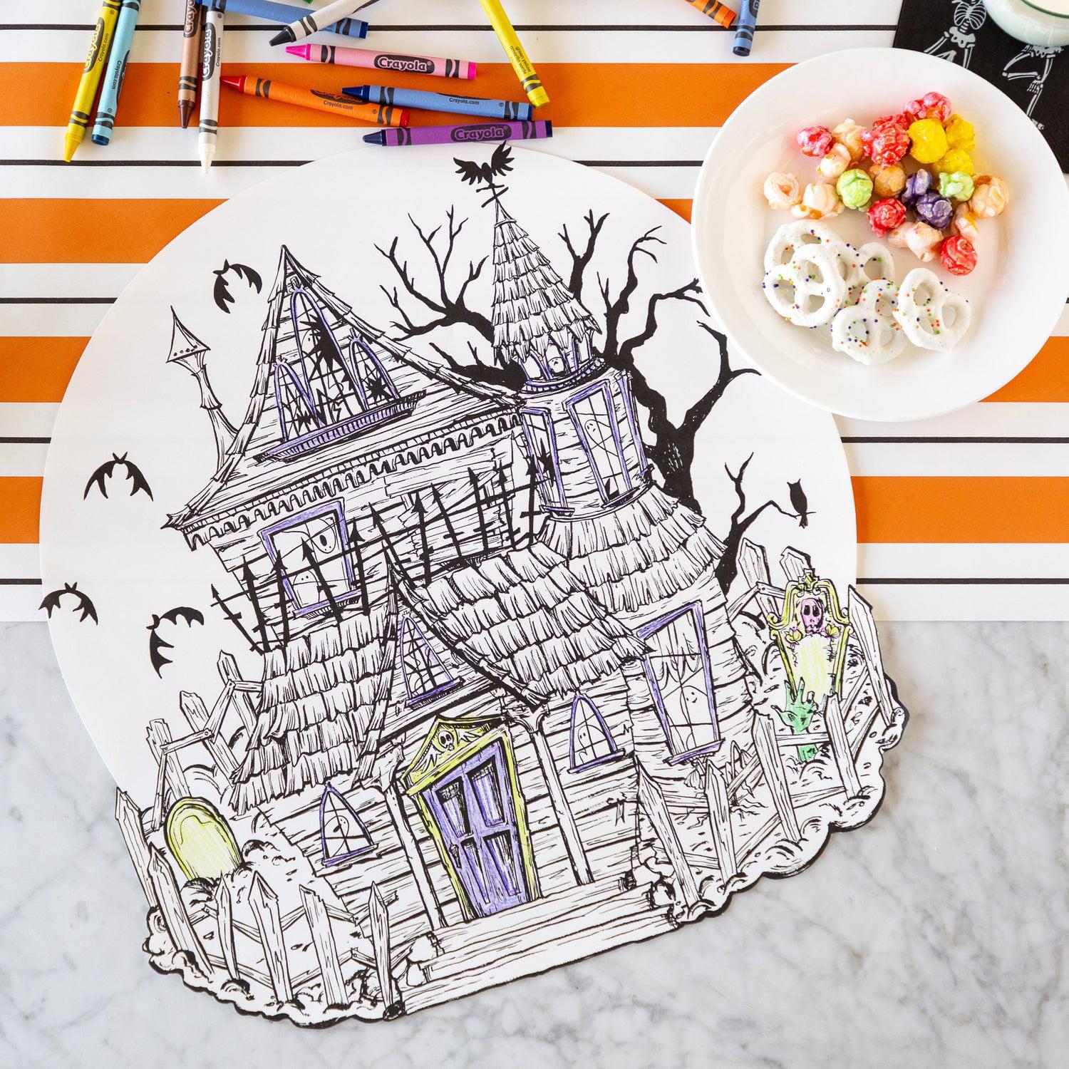Die-Cut Coloring Haunted House Placemat
