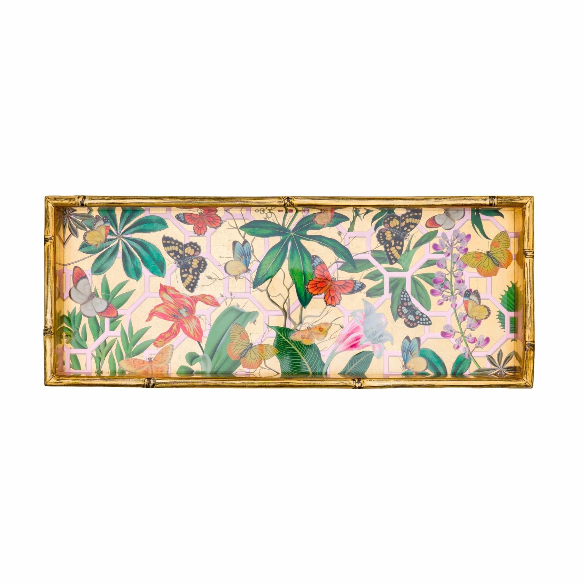 Kaleidoscope Bamboo Edge Lacquer Bar Tray