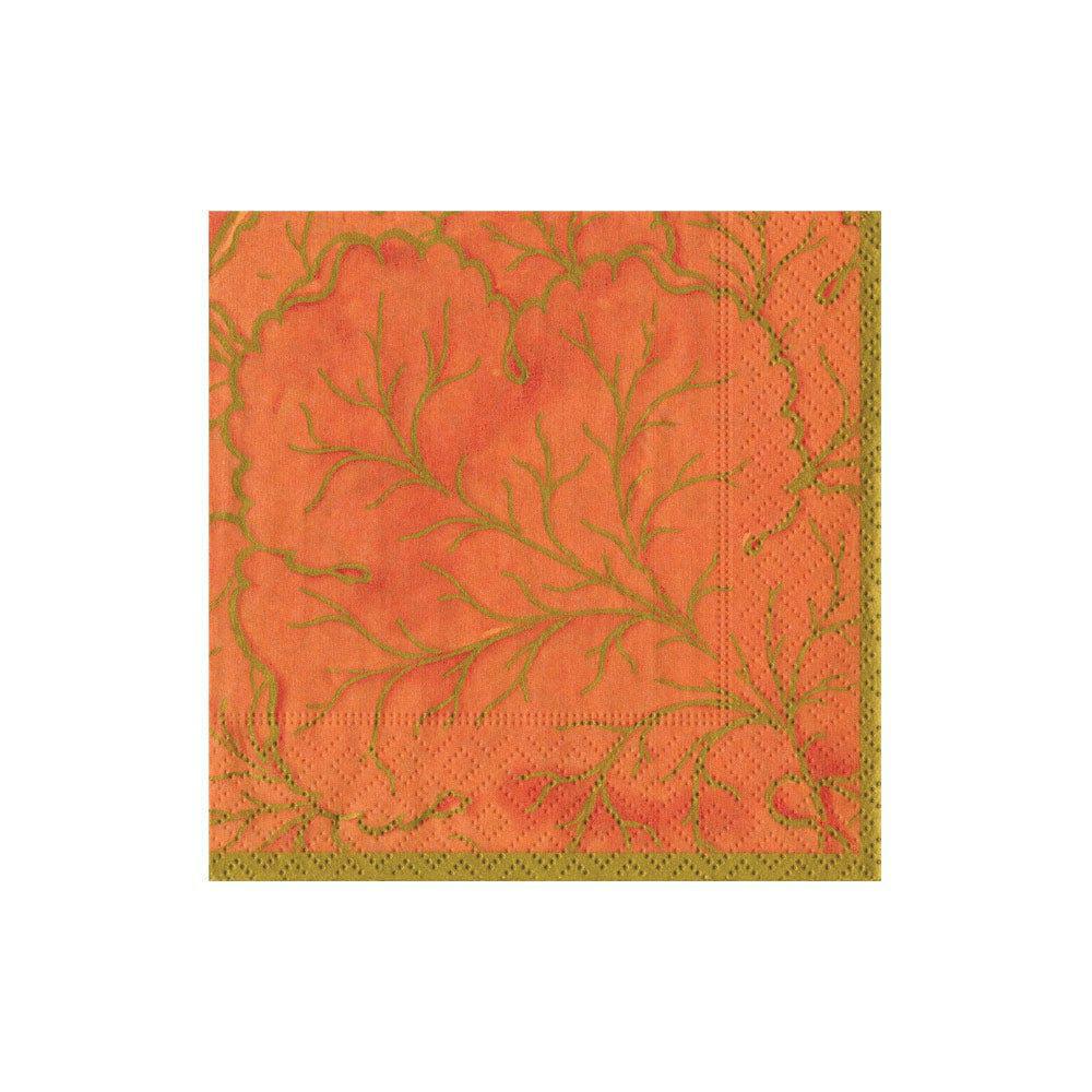 Gilded Majolica Coral Cocktail Napkins