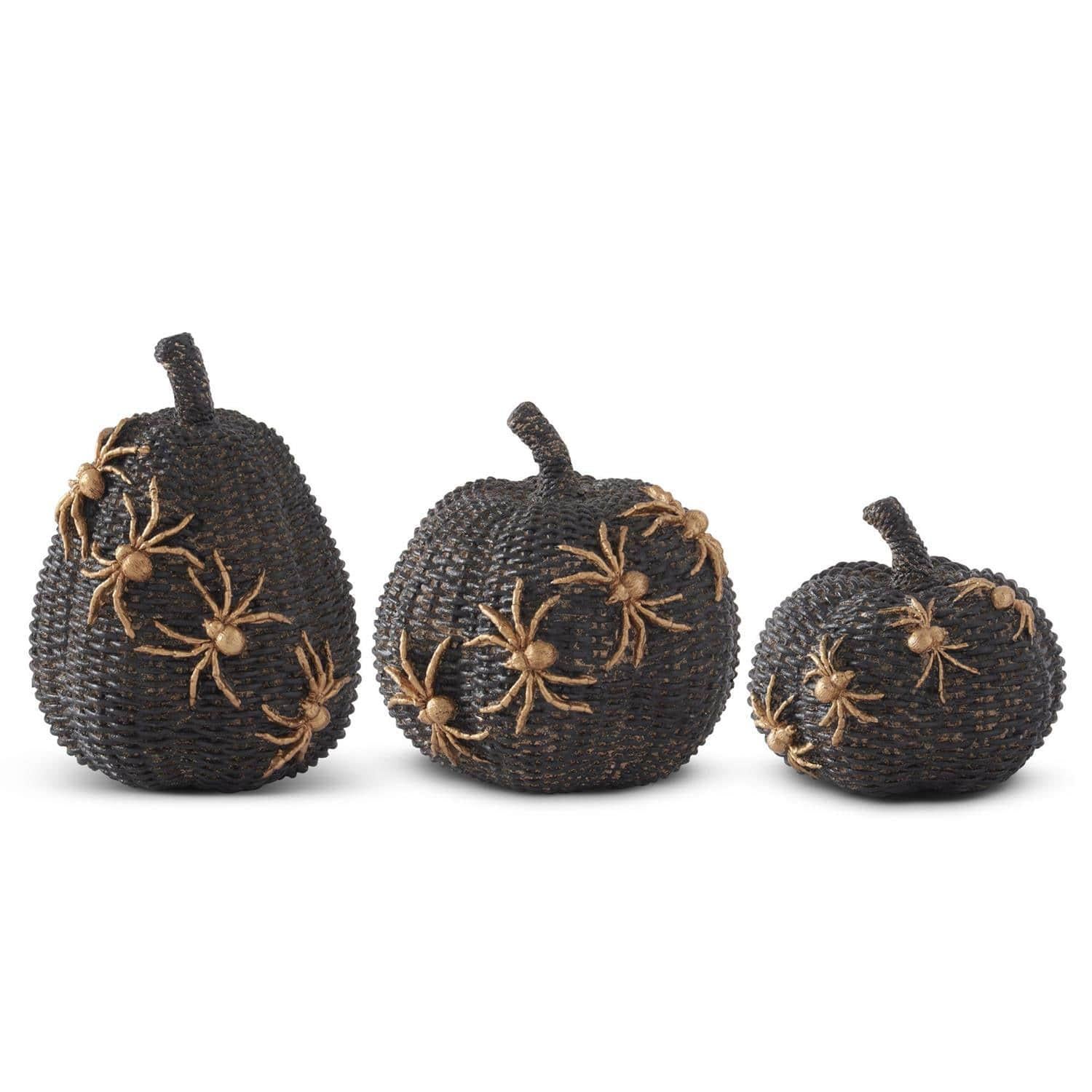 Black Pumpkins with Gold Spiders
