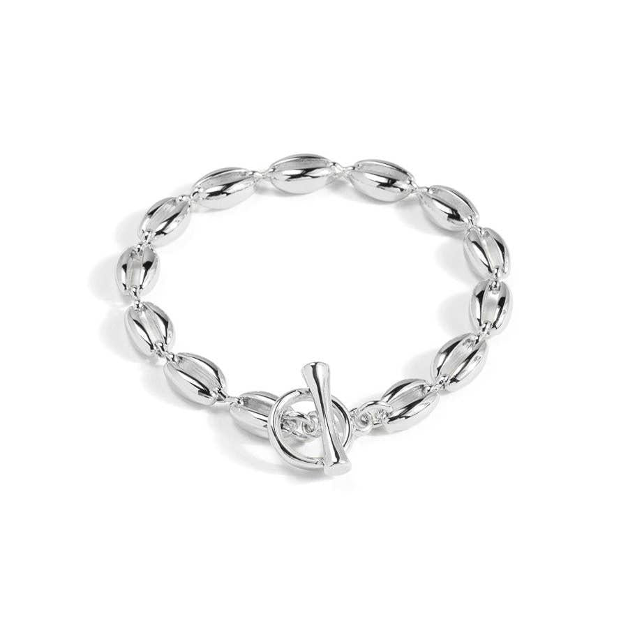 Marquise Silver Link Toggle Bracelet