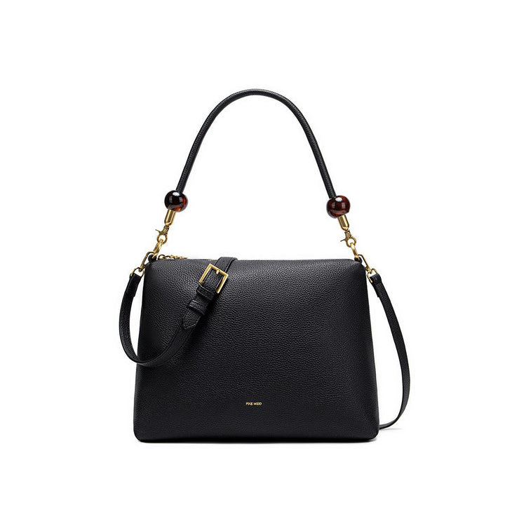 Miriam Shoulder Bag | Black Pebbled