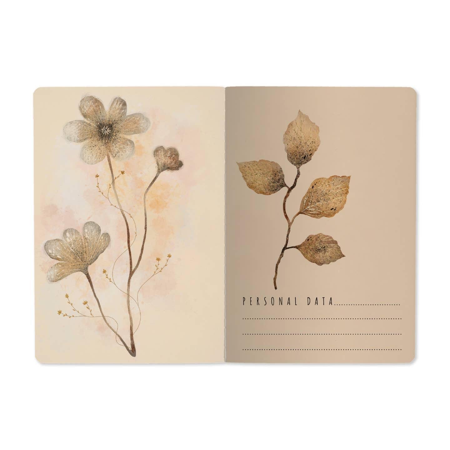 Blush and Golden Flowers Notebook