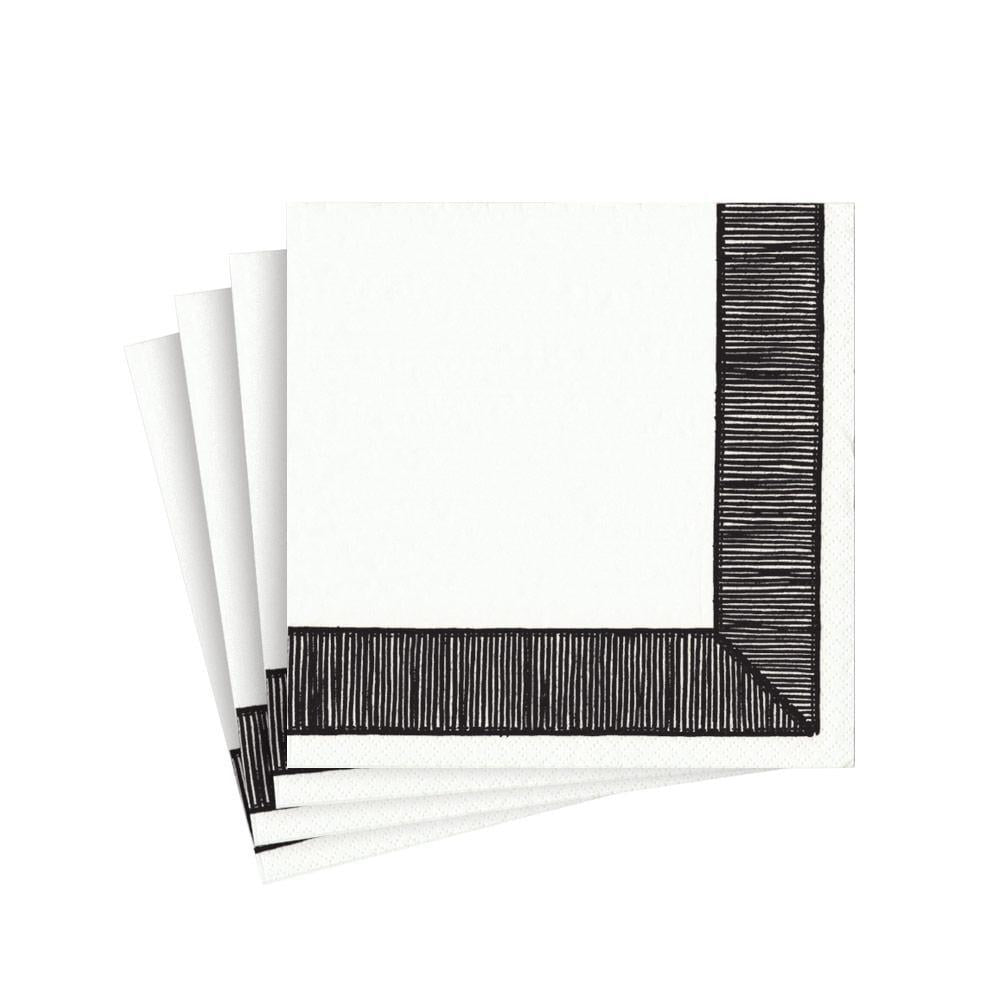 Black Ribbon Border Cocktail Napkins