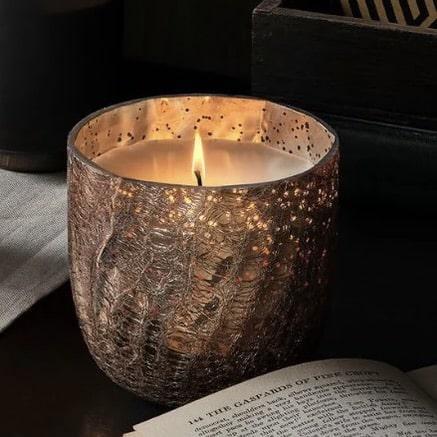 Woodfire Small Crackle Glass Candle