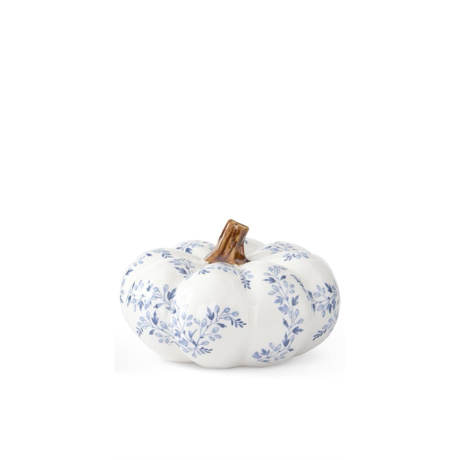 Blue & White Floral Chunky Pumpkin